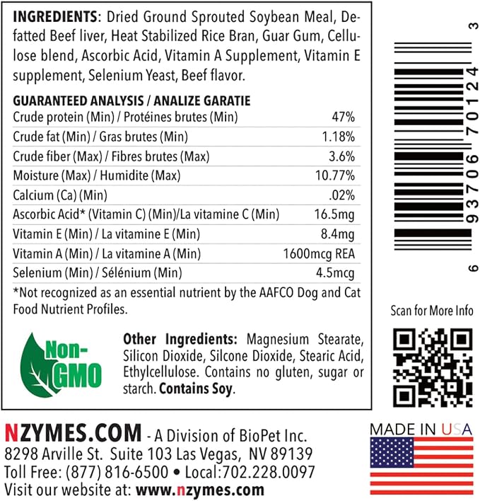 Nzymes® Antioxidant Tiny Treats - for Dogs Joints, HIPS, Paralysis, Skin, Coat, Hair Loss, Aging, Digestion, Seizures - Dog Treats for Small Dogs - 180 Treats - Made in The USA