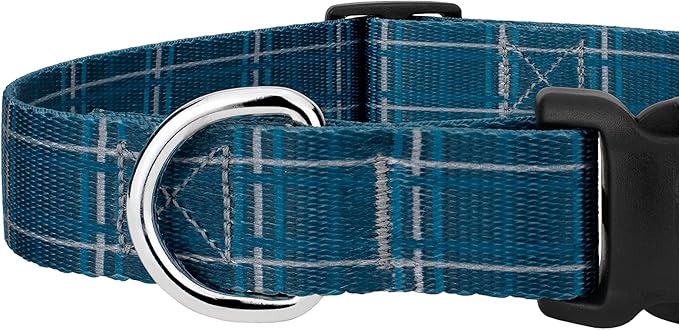Country Brook Petz - Deluxe Navy Plaid Dog Collar - Made in The U.S.A. - Plaid and Argyle Collection Featuring Charming Designs (1/2 Inch, 2XS)