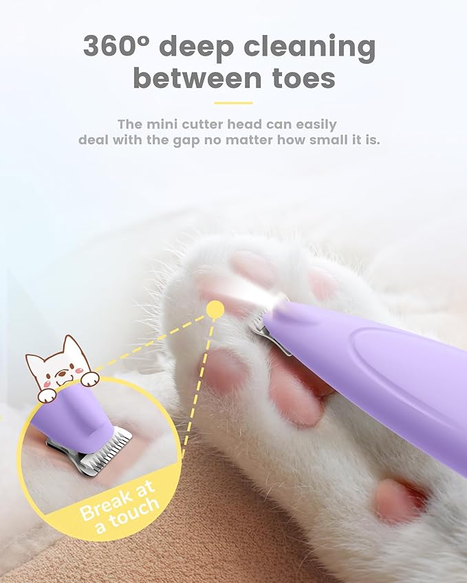 Dog Clippers with LED Display, Ultra-Low Noise, Cordless Dog Paw Trimmer for Paws, Ears, Face, Rump
