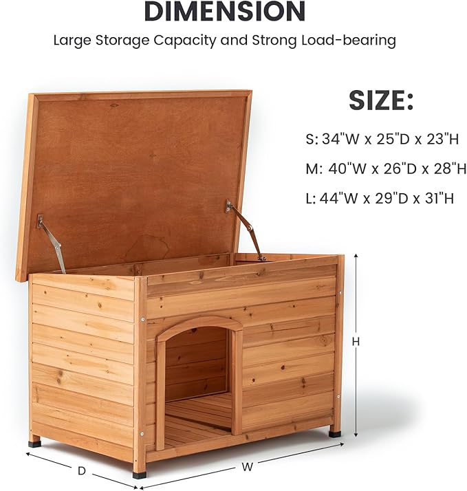 TAKUKA Outdoor Wooden Dog House for Small Medium Large Sized Dogs,Extra Waterproof Durable Dog Kennel with Wooden Floor for Garden Backyard Farm (40" W x 26" D x 28" H)