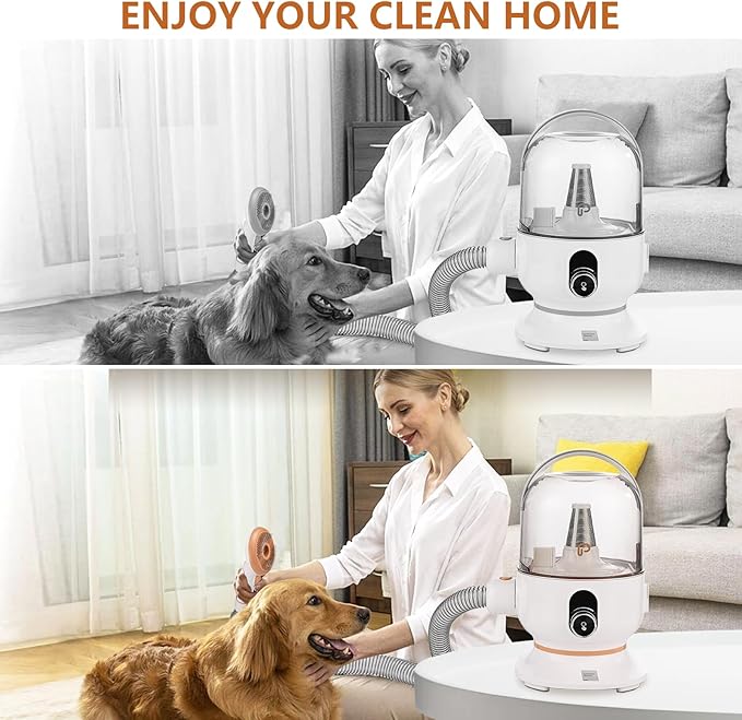 Garvee Dog Hair Vacuum & Dog Grooming Kit, 5 in-1 Pet Grooming Vacuum Suction 99% Pet Hair for Dogs Cats, 2L Large Capacity Dust Cup, Low Noise Dog Hair Vacuum for Shedding Pet Hair