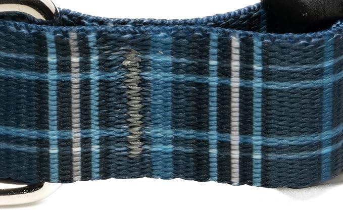 Country Brook Petz - Deluxe Navy Plaid Dog Collar - Made in The U.S.A. - Plaid and Argyle Collection Featuring Charming Designs (1 Inch, Large)