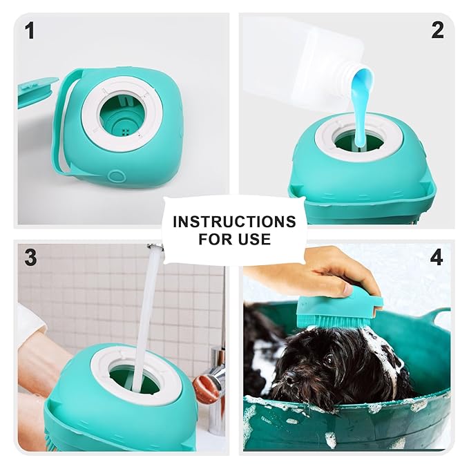 BLMHTWO 3 Pack Silicone Pet Bathing Brush with Adjustable Ring Handle for Short and Long-Haired Dogs and Cats