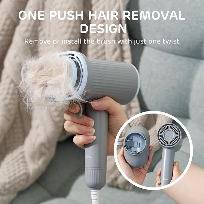 iPettie Breeze B540S Dog Grooming Hair Dryer with Slicker Brush, 2-in-1 Drying & Brushing Tool, Adjustable Temperature & Speed, Portable, Overheat Protection, Dog Blow Dryer for Dogs and Cats