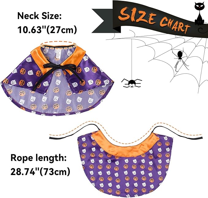 NAMSAN Cat Halloween Costumes Wizard Cloak Vampire Cat Costume Small Dog Witch Clothes Cosplay Outfit for Halloween, Themed Parties, Purple