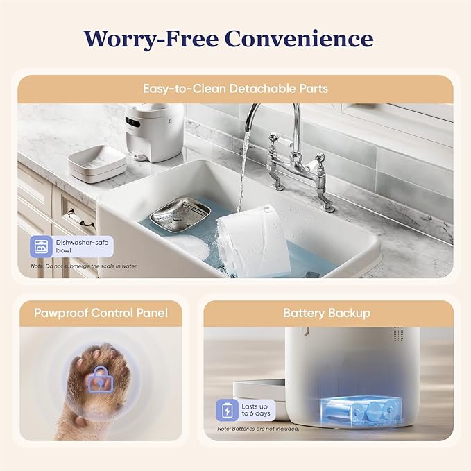 Automatic Cat Feeder,WiFi Smart Scale Tracks Pet's Food Intake, App Remote Feeding, 3.6L Timed Food Dispenser for Cats and Dogs, Up to 10 Meals Per Day, Stainless Steel Bowl, Dual Power Supply