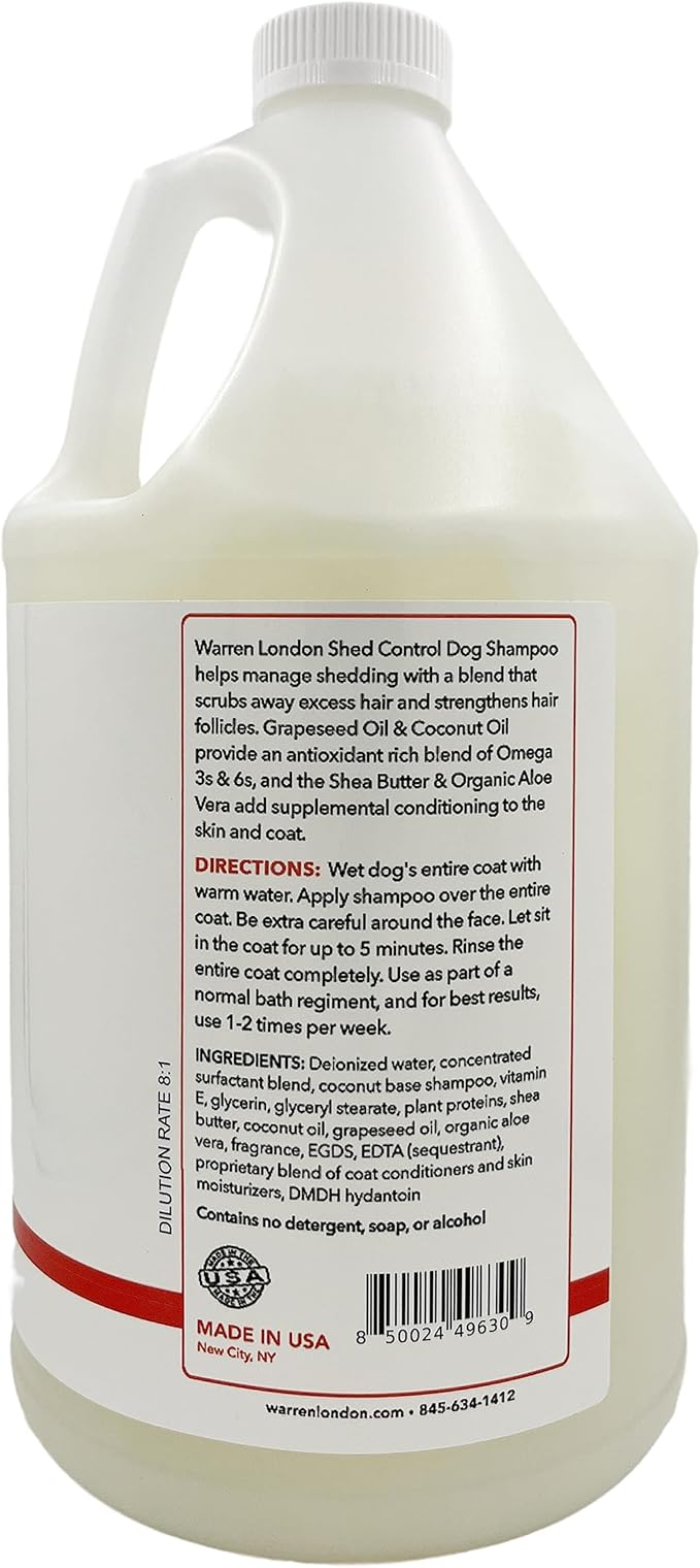 Warren London Shed Control Dog Shampoo for Shedding | 2-in-1 Dog DeShedding Shampoo and Conditioner | Nourishes Hair Follicles w/Grapeseed & Coconut Oil | Anti Shedding Shampoo for Dogs | 1gal