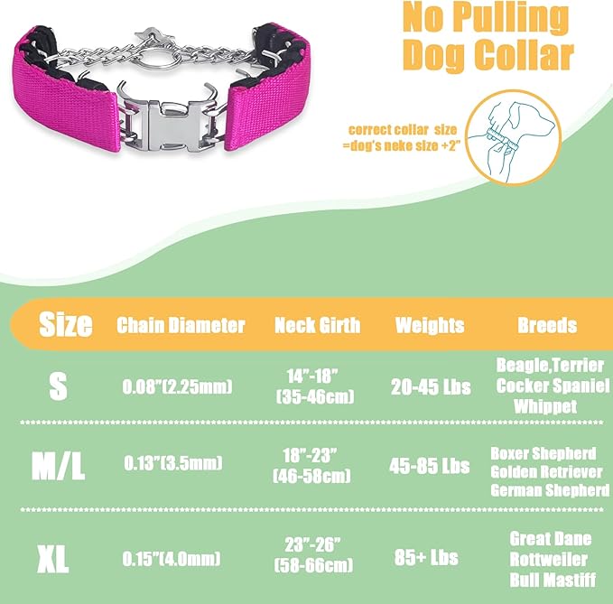 Dog No Pull Collar with Quick Release Buckle for Small Medium Large Dogs, Adjustable Collar with Nylon Cover