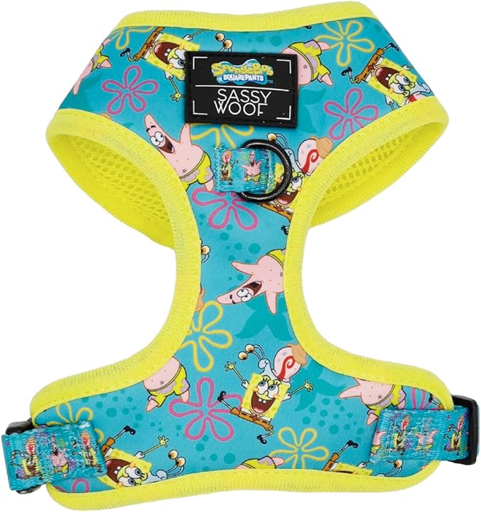 Dog Adjustable Harness - Spongebob Squarepants™ Jelly Fishin' - S, Breathable Mesh, No Pull Design with Two D-Rings, Perfect for Small Dogs and Puppies
