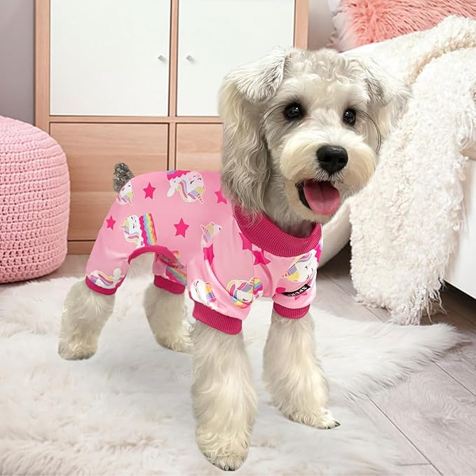 XPUDAC 4 Pieces Dog Pajamas for Small Dogs Pjs Clothes Puppy Onesies Outfits for Doggie Christmas Shirts Sleeper for Pet