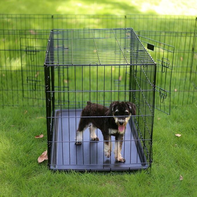 PEEKABOO Dog Pen Pet Playpen Dog Fence Indoor Foldable Metal Wire Exercise Puppy Play Yard Pet Enclosure Outdoor 8 Panels 24 Inch (Only Black playpen)