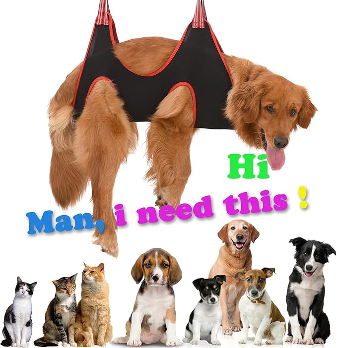 Dog Grooming Hammock Harness for XL Large Dogs, Pet Hammock Restraint Bag,Dog Grooming Sling Helper for Trimming Nail and Ear/Eye Care(XL Size,13.7")