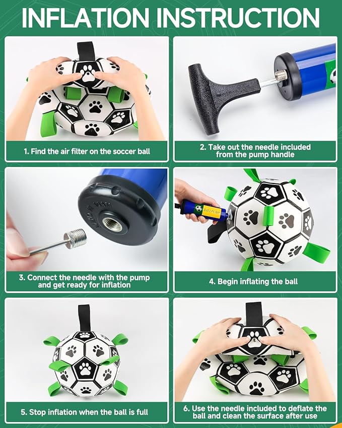 QDAN Dog Toys Soccer Ball with Straps - Durable Dog Balls for Giant Extra Large Dogs, Outdoor Dog Toys, Dog Water Toy, Herding Ball, Dog Birthday Gifts (10 Inch)