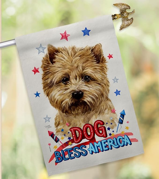 Breeze Decor Patriotic Cairn Terrier House Flag Eagle Set Dog Puppy Spoiled Paw Canine Fur Pet Nature Farm Animal Creature Decoration Banner Small Garden Yard Gift Double-Sided, Made in USA