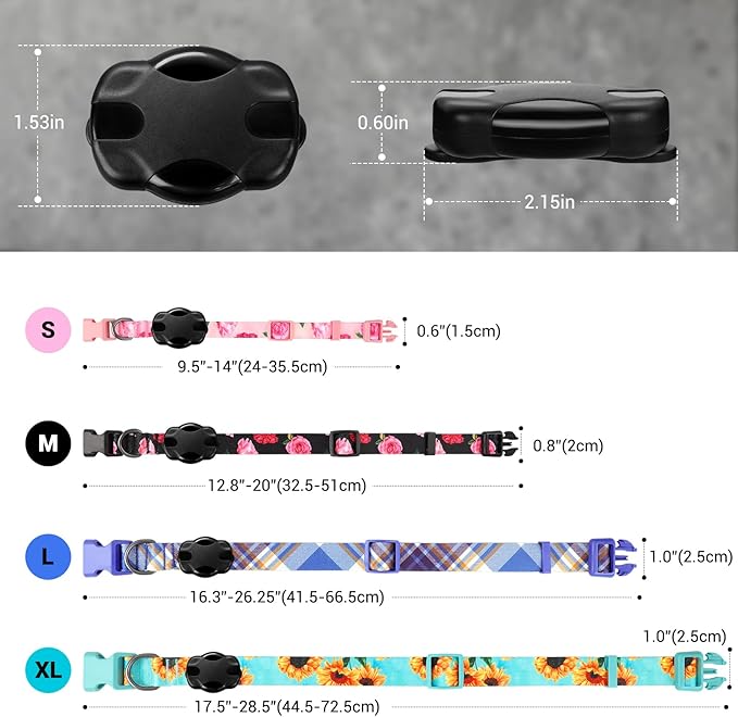 Airtag Dog Collar for Large Dogs, Rose-Pink Dog Collars Girl with AirTag Holder Waterproof Airtag Case, Including Flower Spring Dog Collar Bowtie, for All Female Dogs 