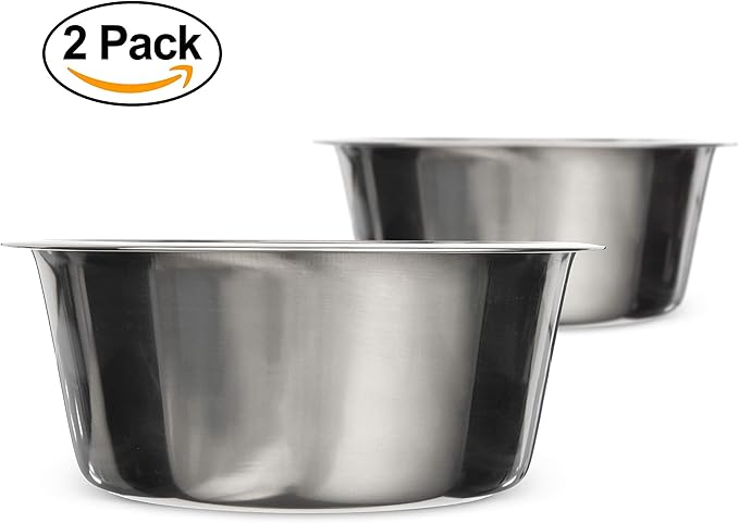 Neater Pet Brands Stainless Steel Dog and Cat Bowls (2 Pack) Neater Feeder Large Deluxe Extra Replacement Bowl (Metal Food and Water Dish) (9 Cup)