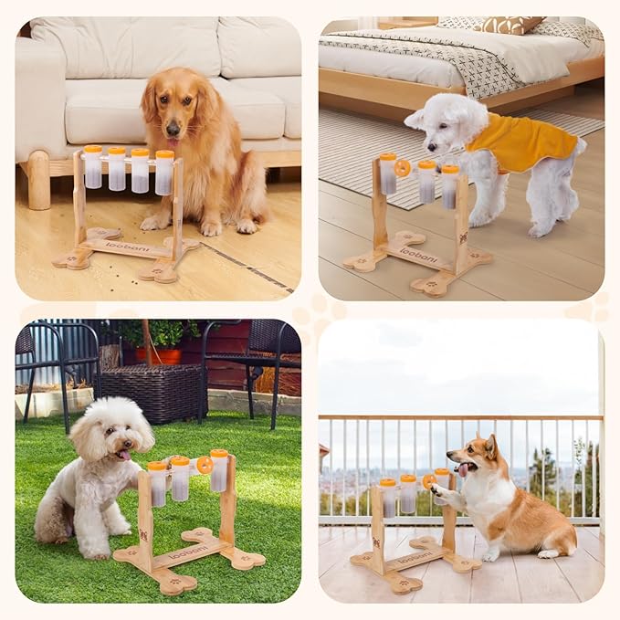 LOOBANI Dog Puzzle Toys Wooden - Interactive Toys for Boredom, IQ Training and Mental Brain Stimulation, Treat Dispensing and Entertainment Toys/Food Slow Feeder for Small to Large Dogs