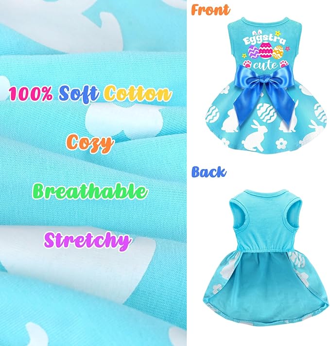 Dog Easter Outfit - Cute Happy Easter Day Dress - Bunny Eggs Easter Dog Cat Clothes - Pink Tulle Pet Doggie Apparel - Outfit with Bowknot - Small Dogs Puppy Cat Girl Costume