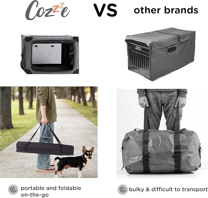 Collapsible Dog Crate - 26 Inch Portable Foldable Travel Crates for Small Dogs with Detachable Storage Bag, Removable Pad, and Mesh Windows for Outdoor & Indoor