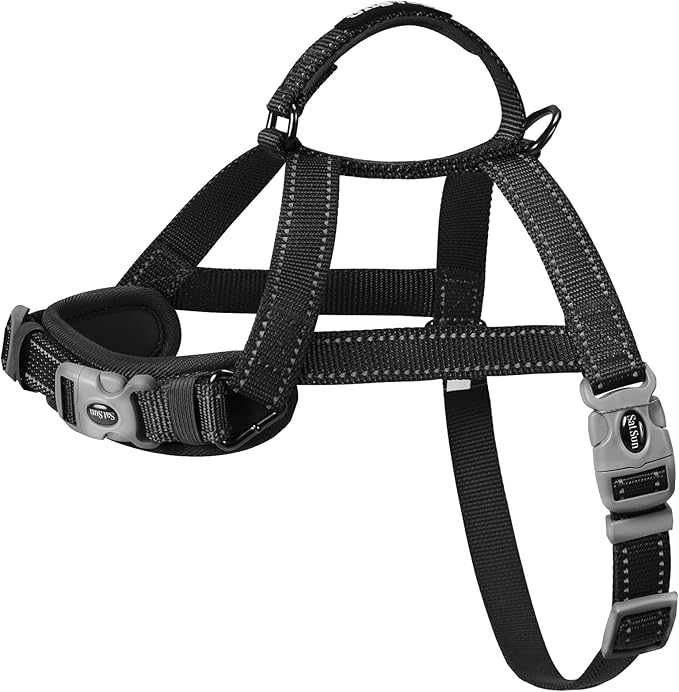 SATSUN Dog Harness for Large Dogs, No Pull Dog Harness with 2 Adjustable Points & 1 Leash Clip, Reflective Comfortable Dog Vest with Easy Control Handle Ideal for Walking and Training, Black,XL
