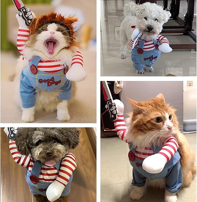 Pet Deadly Doll Dog Costume, Cosplay Halloween Christmas Funny Clothes Party Costume for Small Medium and Large Dogs (Small)