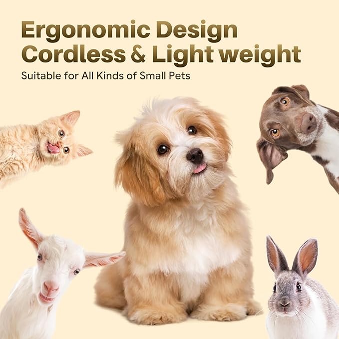 Small Dog Grooming Kit, 4 in 1 Electric Cordless Dog Paw Trimmer with Nail Grinder, Low Noise Dog Nail Trimmers, IPX7 Waterproof Small Dog Grooming Clippers for Paws, Ears, Face, Hip Hairl