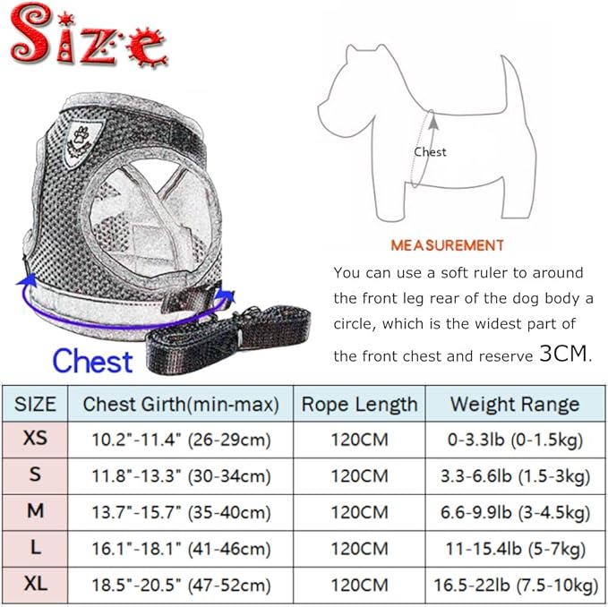FEimaX Dog Harness and Leash Set for Walking, Soft Mesh Adjustable Easy Control Lightweight Cat Vest Harnesses with Reflective Strips, Escape Proof Small Dogs Cats Vests (Orange, Large)