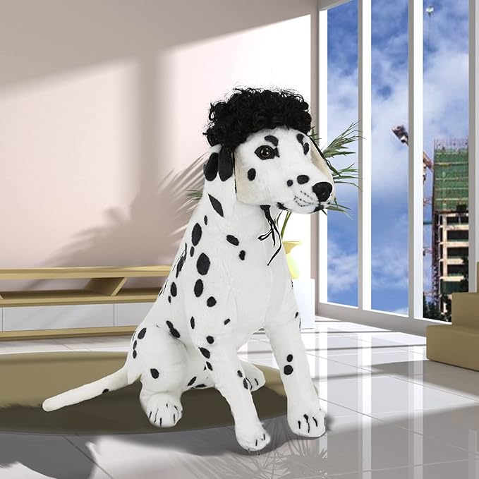 pet k9 Funny Dog Cat Cosplay Wig, Pet Costumes, Cat Dress up for Halloween, Christmas, Parties, Festivals, Dog Wigs for Small Medium and Large Sized Dogs (Black Curly Hair)