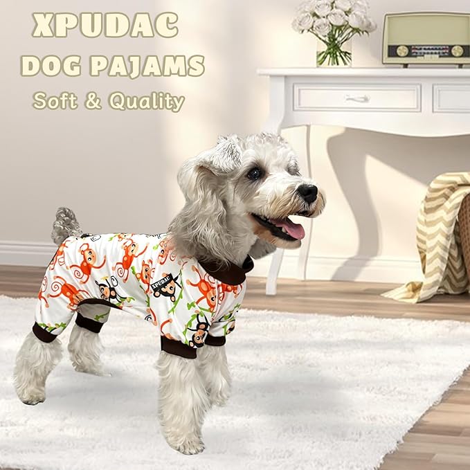 XPUDAC 4 Pack Dog Pajamas Soft Strechy Summer Doggie Clothes for Small Medium Dogs Boy Girl Cat Apparel-X-Small