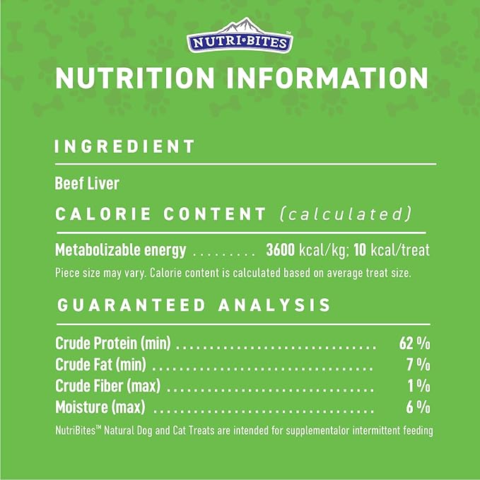 Nutri Bites Freeze Dried Beef Liver Dog & Cat Treats, 9 oz | Healthy Pet Training Treats or Food Topper | All Natural, Single Ingredient, High Protein