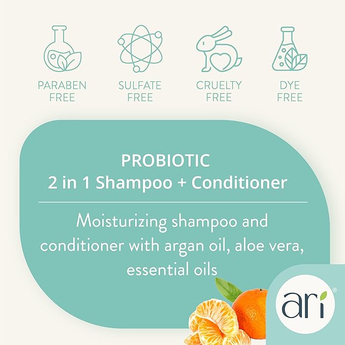 Health Extension Ari Probiotic 2-in-1 Dog Shampoo & Conditioner (16 Oz) Deep Cleansing for Dry, Itchy Skin Relief Grooming with Green Tea & Mandarin for Dogs & Puppies