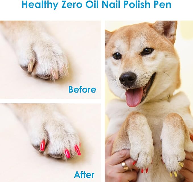 Pet Nail Polish Pen Set - Dog Nail Polish Pens Quick Dry, 12 Colors Fast Drying Dog Safe Nail Polish Set