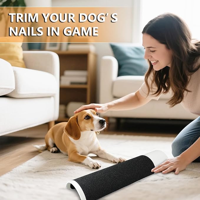 Dog Scratch Pad for Nails, U-Shaped Dog Scratch Board with 4 Sticky Sandpapers, Plastic Durable Dogs Nail File Toy, Shortened Dog’s Side Nails Easily for Small and Medium Dogs, Cats (M)