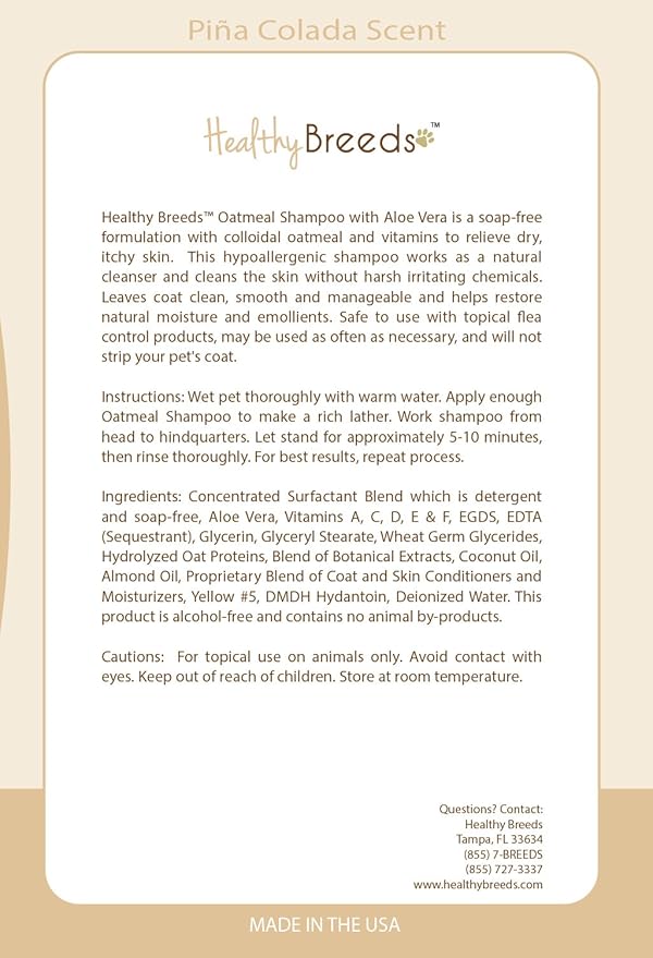 Healthy Breeds Bouvier des Flandres Oatmeal Shampoo with Aloe 16 oz (Pack of 2)