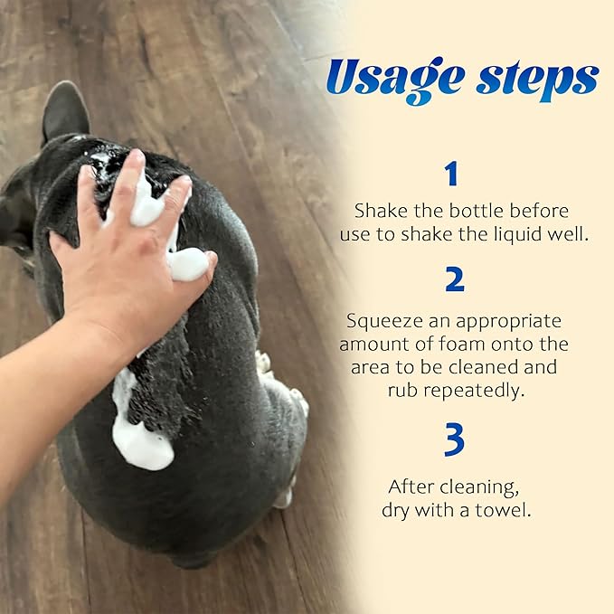 Waterless Dog Shampoo No Rinse Puppy Dry Hypoallergenic Shampoo and Conditioner - Soothing and Deodorizing Quickly Cleans Smelly Dogs and Cats (11.84 fl oz/350ml)