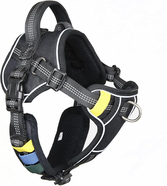 No-Pull Small Dog Harness - Tatical Dog Harness for Small Dog with Handle, Freedom No Pull Escape Proof Dog Vest Harness, Front Clip Reflective Adjustable Service Dog Harness(Black, Small)