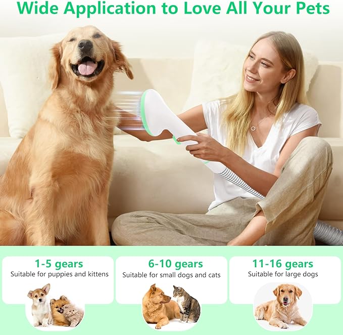 Garvee Pet Grooming Kit with 2L Vacuum Suction 99% Pet Hair, Professional Quiet Dog Grooming Vacuum Kit with 5 Grooming Tools for Dogs Cats and Other Animals