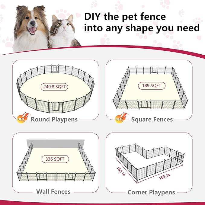 Dog Playpen 32" Height 24 Panels Portable Dog Fence Outdoor for Yard Puppy Playpen Indoor Dog Pen Outdoor for Medium/Small Dogs, Heavy Duty Pet Playpen Dog Kennel for RV, Camping, Yard