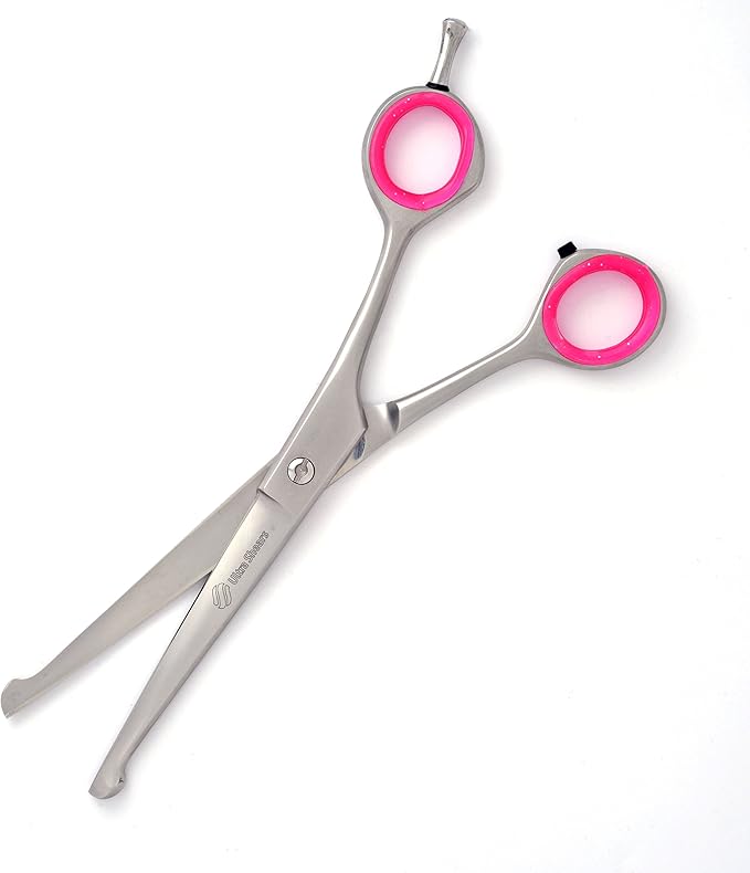 6.5" Dog Face & Paw BALLTIP Grooming Scissors Safety Pet Shears Japanese SS Dark Satin Finish