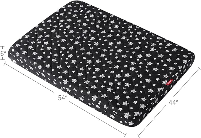 Dog Bed Covers Replacement Washable Pet Hair Easy to Remove, Waterproof Dog Bed Covers Noiseless Quilted, Pet Bed Cover Lovely Black Star Print, Puppy Bed Cover 44x54 Inches, for Dog/Cat, Cover Only