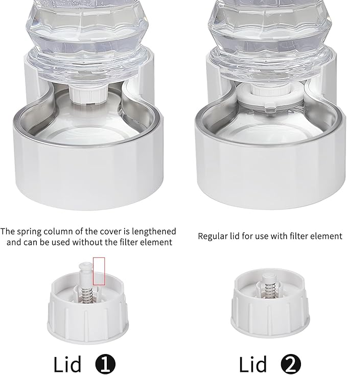 RIZZARI Upgraded 8L Automatic Gravity Dog Water Bowl Dispenser, 100% BPA-Free, Stainless Steel Cat Water Dispenser, Large Capacity Water Dispenser with Two Caps and Filters (Pure White,8L)