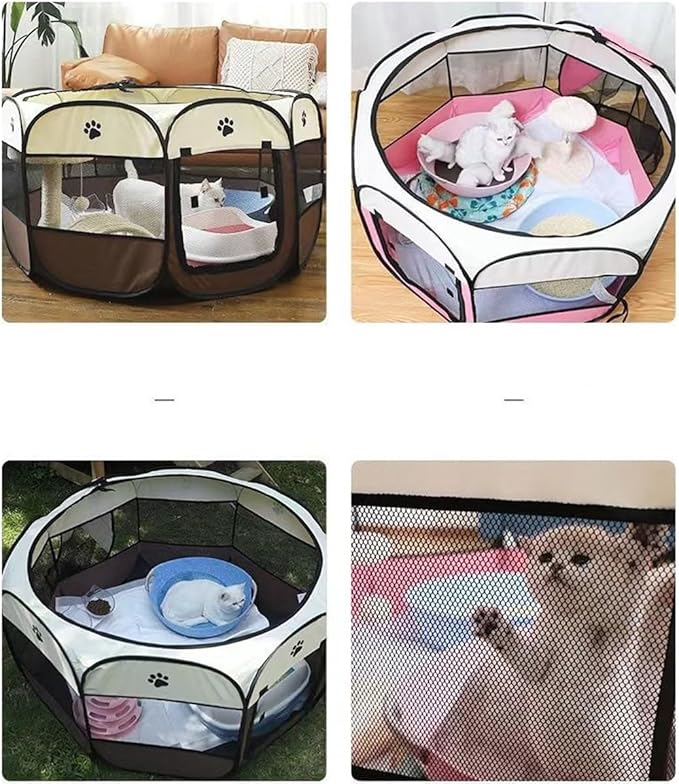 Mile High Life | Foldable Dog Playpen | Portable Dog Crate w Removable Shade Cover | Dog Kennel Indoor/Outdoor w Carry Case | Pen Tent for Dog/Cat/Rabbit(Beige Pink, Medium (36"x36"x23"))