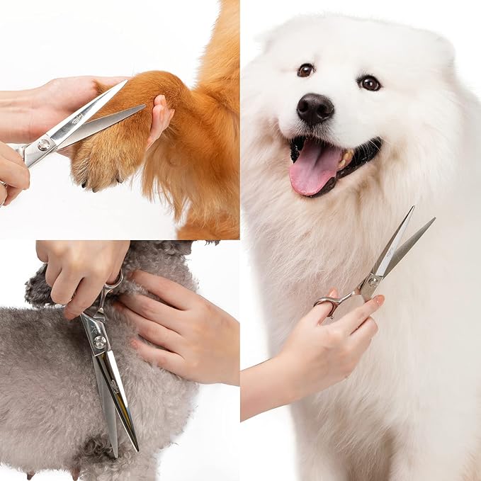 High-end Professional Dog Grooming Scissors Pet Grooming Shears 7.5 Inches Extremely Very Sharp Made Of Advanced Stainless Steel Alloy By Hand For Dog Cat And Horse Breeder