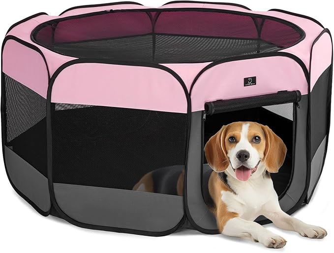 A4Pet Dog Playpen, Pet Playpen Indoor/Outdoor - Portable, Foldable Design - Ideal for Dogs, Kittens, and Small Animals - Removable Zipper & Collapsible Travel Bowl