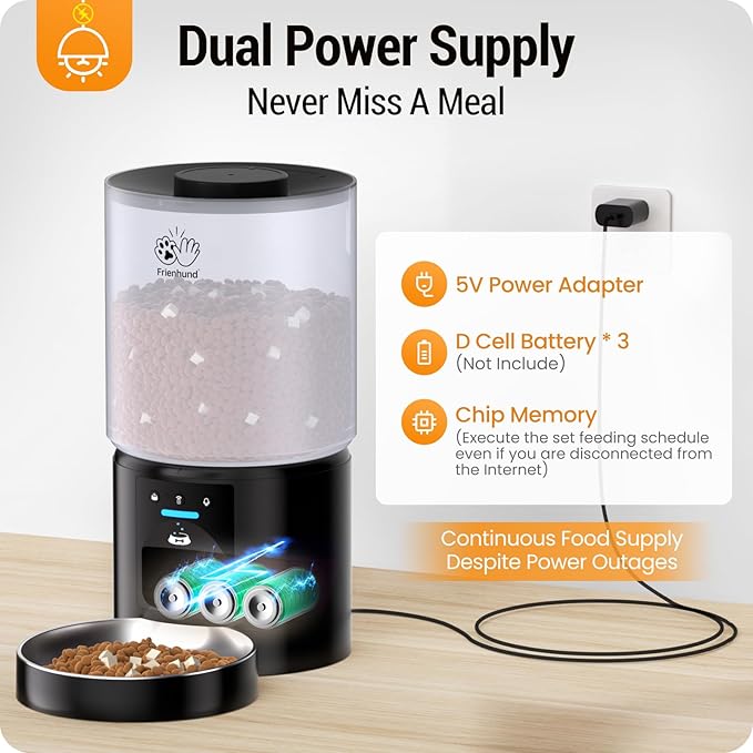 5L Automatic Cat Feeder with Sealed Outlet: 5G WiFi Automatic Dog Feeder with Large Pet Food Storage Container, Auto Cat Food Dispenser for Multiple Pets, Detachable for Easy Clean - 21 Cup