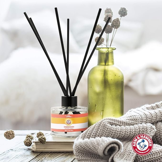 Arm & Hammer for Pets Air Care Energizing Reed Diffuser for Pets | 4 FL Oz Grapefruit Neroli Reed Diffuser to Eliminate Pet Odors | Reed Diffuser for Easy and Effective Pet Odor Elimination