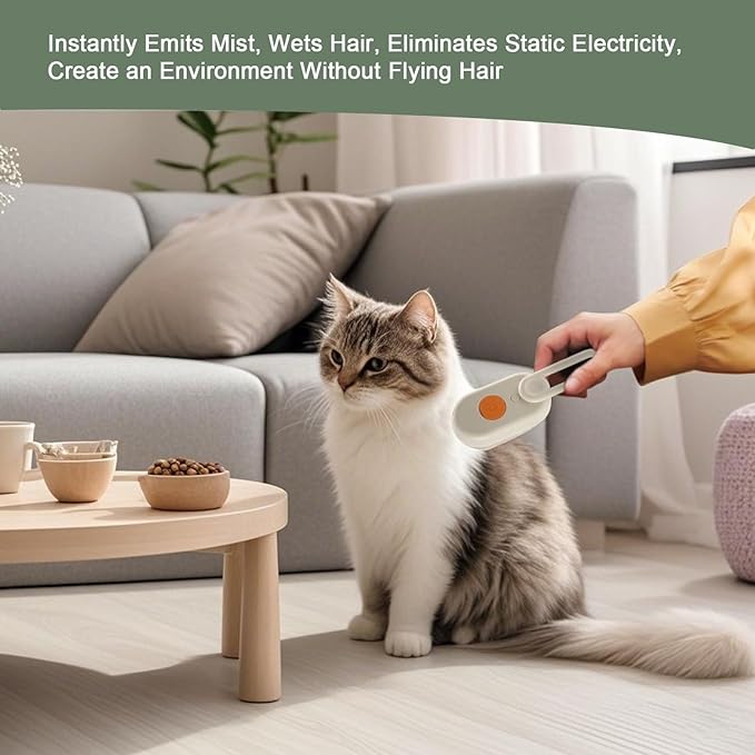 4 IN 1 Steam Pet Brush for Cats & Dogs, 84 Massage Teeth Spa-Level Electric Grooming Tool with Static-Free Shedding & Steam Cleaning, 150min Rechargeable Deshedder (Khaki)