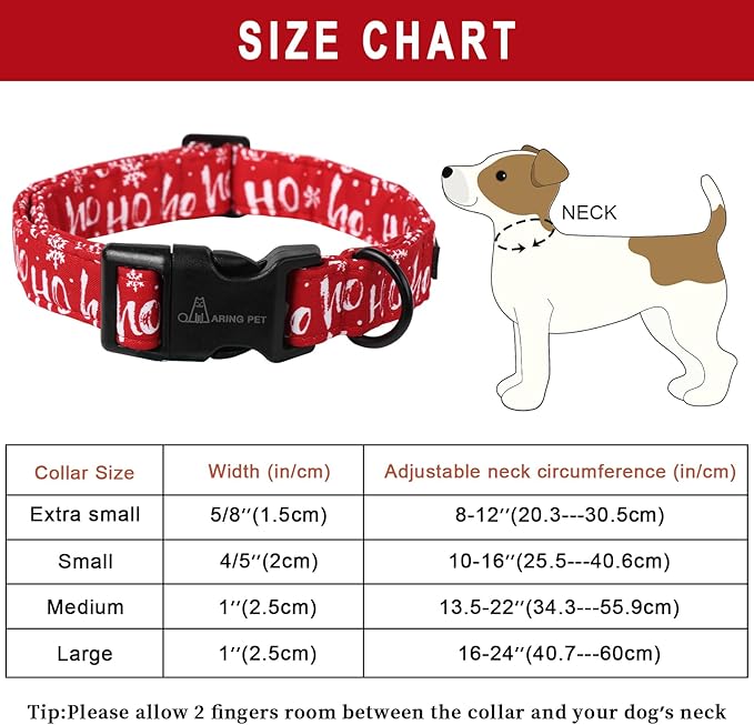 ARING PET Christmas Dog Collar Cute Red Snowflakes Dog Collar, Adjustable Cotton Christmas Dog Collars Puppy Collar for Small Medium Large Dogs