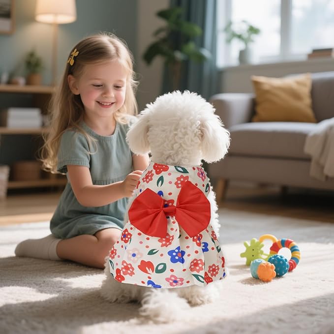 choyaxo Small Dogs Girl Bow Cat Dress