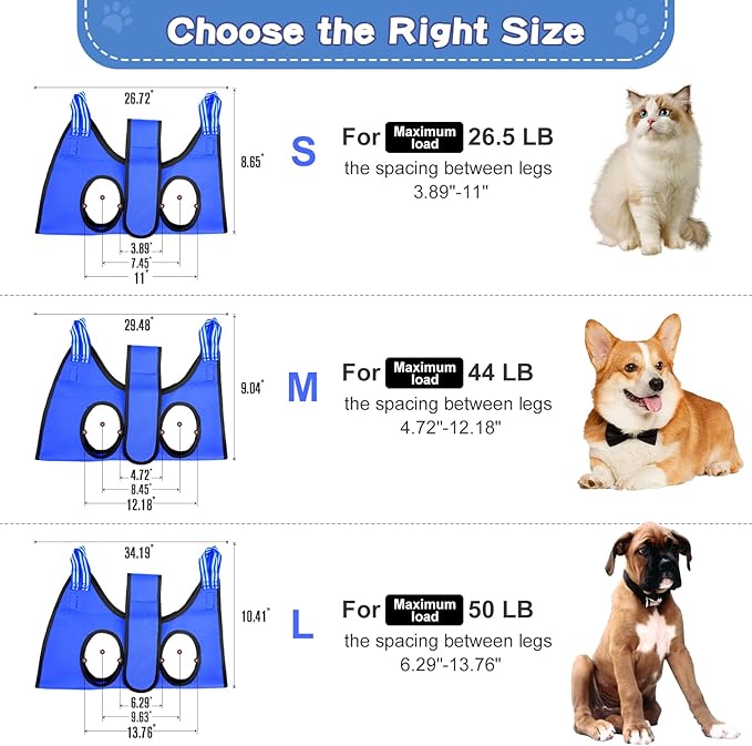 Pet Grooming Hammock Harness for Medium/Large Dogs with Belt Pasteable,Nail Clippers,Nail Trimmers,Comb, Trimming Relaxing/Safe,Dog Grooming Kit at Home(Blue)